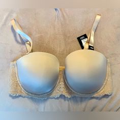 Torrid Curve Lightly Lined Strapless Bra With Lace Detail. Sz 38 Dd Elegant Strapless Bra Partially Lined, Elegant Strapless Partially Lined Bra, Strapless Bra, Lace Detail, Women's Intimates, Bra, Cream, Lace, Women Shopping