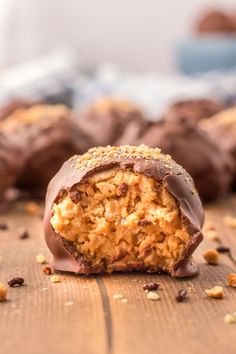 a close up of a chocolate covered cookie