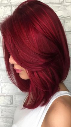 Medium Red Hair Styles, Red Hair Color Balayage, Dark Red Pixie Haircut, Scarlet Red Hair, Hair Style Boy, Red Long Bob, Red Hair Cuts, Hair Color Red Ombre, Red Bob Hair