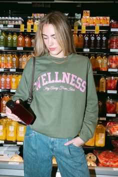 wellness = stay away from idiots, duh. pick your sweatshirt color & design color below - small: 40” bust | 26” length medium: 46” bust | 27” length large: 48” bust | 28” length extra large: 50” bust | 29.5” length extra extra large: 56” bust | 31” length 50% cotton | 50% polyester Green Oversized Retro Sweatshirt, Wellness Club Sweatshirt, Green Moisture-wicking Athleisure Sweatshirt, Oversized Green Urban Sweatshirt, Retro Green Relaxed Fit Sweatshirt, Extra Large, Color Design, Sweatshirts, Color