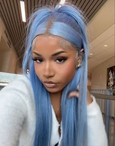 Blue Hair, Piercings, A Woman, Blue