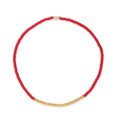 TAI HANDMADE | Single strand hand beaded bracelet in an array of colors with a row of gold seed beads. Handmade in Thailand. Seed beads, elastic stretch. SKU: DB463 Formal Yellow Gold Single Strand Beaded Bracelet, Hand-strung Red Beaded Bracelets For Beach, Casual Red Hand-strung Beaded Bracelets, Casual Orange Hand-strung Beaded Bracelets, Handmade Yellow Multi-strand Beads, Tai Jewelry, Ombre Color, Beads Handmade, Bracelet Beaded