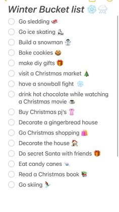 the christmas bucket list is filled with things to do and not to put on it