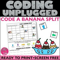 an ice cream sundae with the words code banana split on it, and a free print