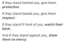 a poem written in black and white with the words, if they stand behind you, give them protection