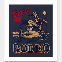 an image of a poster with the word rodeo on it's front and back