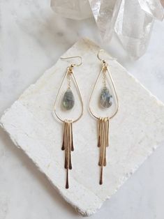 "Handmade earrings are made of oxidized silver 925 and labradorite Dimensions: The whole length: 4.1\" (10.5cm) Stones: 0.08-0.3\" (2-8 mm) Single earring's weight: 6.3 g Thank you for visiting!" Elegant Labradorite Earrings For Everyday Wear, Elegant Everyday Labradorite Earrings, Everyday Dangle Earrings With Natural Stones, Bohemian Gemstone Earrings For Everyday, Teardrop Chandelier Earrings With Natural Stones For Gift, Gift Teardrop Chandelier Earrings With Natural Stones, Bohemian Everyday Gemstone Earrings, Labradorite Dangle Jewelry With Matching Earrings, Unique Labradorite Drop Earrings