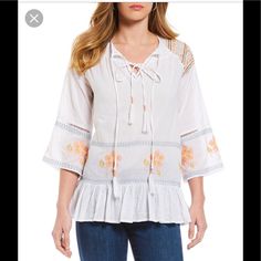 Cupio White Floral Embroidered Top. Reflexive Shoulder Detail. See Photos. Make An Offer Or Bundle And Save. Feminine Embroidered Beach Tops, Floral Embroidered Top, Embroidered Top, White Tops, See Photo, Color White, Womens Tops, Floral, Women Shopping