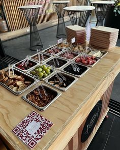 an assortment of food is displayed on a table