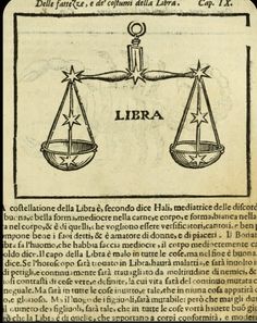 an old book with a drawing of two balances on each side and the words libra written in latin