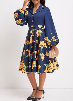 Long Sleeve Navy Dress, Leaf Print, Leaf Prints, V Neck Dress, Dresses For Sale, Neck Dress, Umbrella, Dresses With Sleeves, Long Sleeve Dress