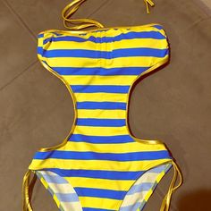 Nwot - 1 Piece, Open Back Swimsuit Open Back Swimsuit, Vacation Fits, Swim Suits, Cute Simple Outfits, Cancun, Gold Yellow, Simple Outfits, Open Back, Gift Shop