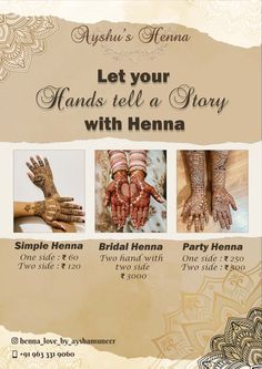 an advertisement for henna salon