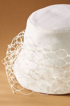 Prepare to say I do with this bridal hat adorned with a birdcage veil for an added air of elegance. | Yuki Birdcage Bridal Hat by Eugenia Kim in White, Women's, Wool at Anthropologie Hat Veil, Headband Vintage, Veiled Hats, Bridal Hat, Birdcage Veil, Vintage Headbands, Eugenia Kim, White Hat, Bridal Veil