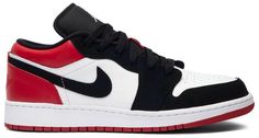 Launched in ’85 during Michael Jordan’s rookie year . the Air Jordan 1 sneaker returns in an OG colorway in low top form for April 2019. As one of the 10 original AJ1 High colorways . this classic ‘Black Toe’ rendition keeps most of the original detailing intact with a few modified details for kids. [...] Air Jordan 1 Low Black, Jordan 1 Black, Jordan Model, Air Jordan Sneakers, Air Jordan 1 Low, Jordan 1 Low, Michael Jordan, Air Jordan 1, Jordans Sneakers