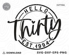 the hello thirty svg dxf files are available for use in this project