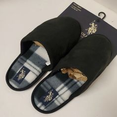 U.S. Polo Association Black Memory Foam Slippers Size 7-8 Plaid Insole New | eBay Fancy Footwear, Foam Slippers, Gucci Mules, New Shoes, Autumn Winter Fashion, Memory Foam