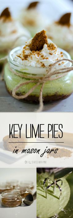 key lime pies in mason jars with text overlay