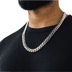 Unleash the epitome of masculine elegance with our Solid Cuban Curb Link Chain, meticulously crafted from the finest Italian 925 sterling silver. This luxurious necklace is not just an accessory; it's a statement of style and sophistication. Key Features: Premium Quality Material: Made from high-grade Italian 925 sterling silver, this necklace promises durability and a lasting shine. It's built to withstand the test of time, making it a perfect everyday luxury. ✨Impressive Dimensions: The chain White Gold Cuban Link Chunky Chain Necklace, Silver Chunky Cuban Link Jewelry, White Cuban Link Silver Chain Necklace, White Silver Cuban Link Chain Necklace, White Gold Chunky Cuban Link Necklace, White Cuban Link Chain Necklace, Classic Cuban Link Necklace With Silver Chain, Sterling Silver Chunky Cuban Link Necklace, White Gold Cuban Link Necklace With Chunky Chain