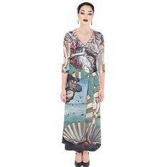 Thank you for looking at this fabulous bodycon Cotton Maxi Wrap. **Important see sizing notes before purchasing !!  More dresses  here  https://www.etsy.com/shop/ConceptualSubculture?ref=seller-platform-mcnav&section_id=36167524 The dress runs fitted, (see size chart) Runs couture sizing so its best to automatically **Size up one,  if you are in between sizes, size up 2 sizes if you like it Loose and longer, size up 3 * High quality tailoring, * High Definition, remastered works of art * Perfect for any formal occasion , clubs, parties, art galleries *Soft, stretchy, lightweight and quick drying fabric ● Fabric:90 % Cotton 10% Spandex  * I process orders quickly, and leave a lot of leeway for any issues with the shipping with ship time. Normally we are seeing about 3-4 weeks from purchase Art Gallery Party, Gallery Party, Painting Dress, Dress Goddess, Cotton Painting, Blue Wrap Dress, Birth Of Venus, Dress Painting, Gifts For An Artist