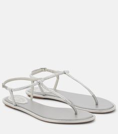 Amalia embellished thong sandals in grey - Rene Caovilla | Mytheresa Rene Caovilla Sandals Flats, Rene Caovilla Sandals, Designer Sandals Flat, Rene Caovilla Shoes, Graphic Tee Style, Rene Caovilla, Slipper Sandals, Designer Sandals, The Gray