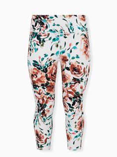 An allover watercolor floral print updates these active leggings that feature 4-way stretch and wicking technology to keep you cool and dry. Matching style(s): Search 13671316 Knit fabric. High rise. Wide stretch waistband. Side pockets. Tapered leg. Cropped. CONTENT + CARE Nylon/spandex. Wash cold; dry low. Imported plus size activewear. SIZE + FIT Model is 5’10”, size 1. 24” crop inseam. The best plus size women's performance core crop active legging with side pockets sport leggings in watercolor floral made of performancecotton. This sporty athletic-wear is great for looking good while you are working out, being active, playing your favorite sport, or doing yoga, Pilates, barre, zumba, biking, lifting weights, or hiking, and during work-outs for which you need activewear or loungewear. Stretch Floral Print Leggings For Yoga, Casual Floral Print Yoga Activewear, Floral Print Athleisure Activewear For Sports, Floral Print Athletic Activewear For Sports, Fitted Floral Print Activewear For Sports, Floral Print Stretch Workout Bottoms, Printed Stretch Activewear For Athleisure, Stretch Floral Print Workout Bottoms, Spring Floral Print Yoga Activewear