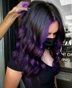 Dark Hair Dye, Hair Dye Tips, Dark Purple Hair, Hair Color Purple