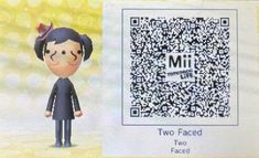 a qr code for two faced faces with a cartoon character next to the qr code