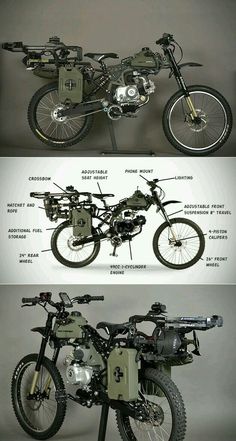 two different views of the same motorbike with parts labeled in english and chinese