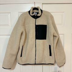 Color: Cream/Off White Size: Large Condition: New With Tags -Full Zip Jacket -Has Zip Pocket In Front -Has Pockets On Sides Reasonable Offers Are Welcome! If You Like The Item Don’t Be Shy And Send An Offer, We Can Maybe Reach A Reasonable Price For Both Beige Fleece Jacket With Pockets For Cold Weather, Cream Fleece Jacket For Winter, Cozy Cream Fleece Jacket With Pockets, Cozy Beige Fleece Jacket With Pockets, Cream Outerwear With Fleece Lining For Cold Weather, White Sherpa Outerwear With Pockets, Winter White Fleece Jacket With Pockets, Winter White Fleece Jacket With Pockets For Winter, Cream Sherpa Fleece Jacket For Fall