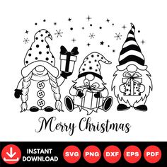 merry christmas gnomes with presents svg dxf eps png file example