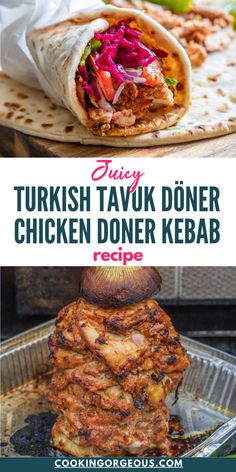 Popular Turkish street food made with tender and juicy marinated chicken thighs, cooked until charred, and wrapped in warm flatbread along with fresh vegetables. Guest Dinner Ideas, Turkish Recipes Chicken, Kebab Chicken, Kebab Wrap, Chicken Breast Casserole Recipes