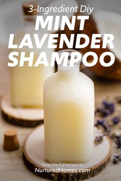 3-Ingredient Mint Lavender Shampoo for Happy, Nourished Hair - Nurtured Homes Diy Shampoo For Grey Hair, Diy Shampoo For Curly Hair, Diy Shampoo And Conditioner, Lavender Oil For Hair, Homestead Food, Baby Hygiene, Baking Soda For Hair, Lavender Shampoo