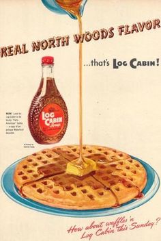 an advertisement for lo - can syrup with waffles and syrup being drizzled