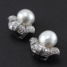 1920s Important Art Deco Natural Pearl Diamond Platinum Earclips 2 Elegant Formal Clip-on Diamond Earrings, Classic Platinum Pearl Earrings For Formal Occasions, Classic White Gold Clip-on Earrings For Formal Occasions, Formal Art Deco Clip-on Earrings, Elegant Clip-on Jewelry For Vintage Events, Vintage White Diamond Earrings For Formal Occasions, Art Deco Diamond Earrings For Formal Occasions, Classic Clip-on Earrings For Vintage Events, Art Deco Formal Clip-on Earrings