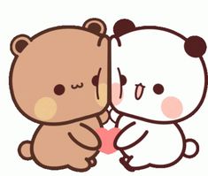 a couple of bears that are touching each other's foreheads with their noses