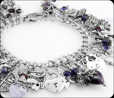 Amethyst Witch Jewelry  Purple Halloween by BlackberryDesigns Valentine's Day Purple Bracelet With Heart Charm, Purple Heart Charm Bracelet For Valentine's Day, Purple Metal Jewelry With Charms, Personalized Purple Bracelet Jewelry, Personalized Purple Heart Jewelry, Purple Charm Bracelet Jewelry, Personalized Purple Bracelets For Valentine's Day, Purple Metal Charm Bracelet Gift, Purple Metal Charm Bracelet For Gift