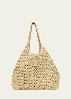 Designer Beige Crochet Tote Bag, Designer Beige Crochet Bag For Travel, Designer Crochet Tote Bag For Travel, Designer Beige Crochet Shopping Bag, Luxury Beige Crochet Bag With Top Handle, Luxury Beige Crochet Tote Bag, Designer Crochet Bag With Braided Handles, Designer Crochet Top Handle Bag With Braided Handles, Designer Crochet Bag With Leather Handles For Shopping