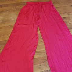 Rachel Zoe Bright Pink Pants Stretch Summer Pants With Pockets, Beach Stretch Straight Leg Bottoms, Stretch Straight Leg Beach Bottoms, Pink Summer Pants With Elastic Waistband, Spring Beach Capris With Wide Leg, Summer Pink Pants With Elastic Waistband, Spring Beach Capris Wide Leg, Spring Beach Wide Leg Capris, Spring Summer Wide-leg Bottoms