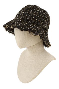 Tweed Bucket Hat With its unique tweed design, this bucket hat provides both style and functionality. Made with high-quality materials, it offers durable protection from the sun and other elements. Perfect for any outdoor activity, whether you're working or playing. Made In: China Bucket Hat White, Outdoor Activities, Bucket Hat, White And Black, Hats, Design