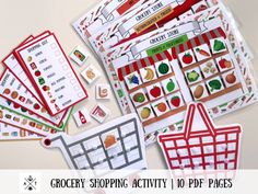 grocery shopping activity for kids to practice counting and sorting with the help of their own hands