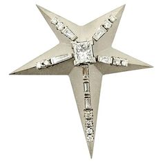 Diamond Starburst Pendant or Brooch 14 Karat White Gold Sandblast Finish For Sale at 1stDibs | north star brooch North Star Jewelry, Starburst Pendant, Star Brooch, Star Jewelry, North Star, Out Of This World, This World, Amazing Jewelry, White Gold