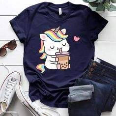 Unleash your inner kawaii with our Boba Tea Unicorn T-Shirt! This playful fashion statement is perfect for adding a touch of whimsy to any outfit. Satisfy your quirky cravings with this unique tee (and boba tea, of course!). Material: Polyester Kawaii Boba Tea, Kawaii Boba, Toy Craft Kit, Rainbow Games, Playful Fashion, Umbrella Decorations, Bags Game, Nintendo Switch Accessories, Unicorn Tshirt