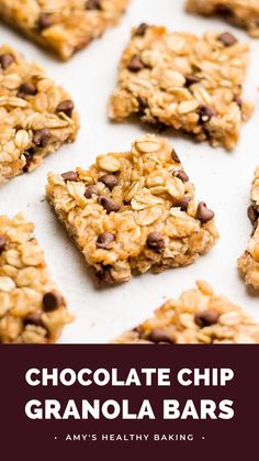 healthy chocolate chip granola bars with text overlay