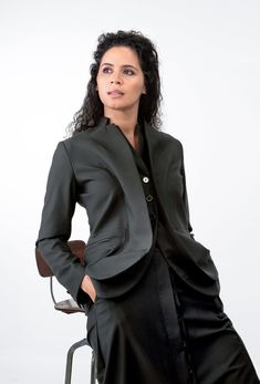 The exquisitely designed wool blazer for women will elevate every outfit you add it to. The extraordinary double lapels give the illusion of wearing two blazers on top of each other. The elegant women's jacket is made without a lining, from high quality cool wool fabric, which feels smooth and comfy when you wear it. Combine the double lapel wool blazer womens with the matching harem pants and you will have one truly fabulous combo. Oversized blazer women is made of high quality wool cool wool f Oversized Blazer Women, Wool Jackets Women, Blazer Women, Wool Clothing, Power Suit, Gray Suit, Womens Blazers, Oversized Blazer, Grey Pants