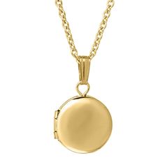 Baby 14K Gold-Filled Round Locket Necklace Gold Timeless Round Locket Necklace, Timeless Yellow Gold Round Locket Necklace, Gold Brass Round Pendant Locket Necklace, Round Brass Locket Necklace, Gold-tone Round Locket Necklace, Round Locket Necklace, Round Locket, Cable Chain Necklace, Inner Core