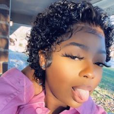 Radiant Shades for Curly Hair Short Curly Fro Black Women, Short Hairstyle Women Black Woman Curly, Short Frontal Hairstyles, Pixie Curly Hairstyles, Curly Pixie Wig, Big Chop Curly Hair, Big Chop Styles, Short Pixie Wig, Cute Short Curly Hairstyles