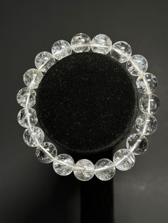 Clear quartz elastic bracelet 10mm Crackle Quartz Bracelet, Affordable Adjustable Clear Crystal Bracelet, Casual Silver Round Crystal Bracelet, Clear Quartz Bracelet, Elastic Bracelet, Quartz Bracelet, Chester, Clear Quartz, Jewelry Bracelets