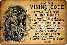 a wooden plaque with an image of a viking god on it's face and the words viking code