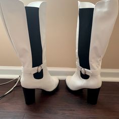 Gorgeous Looking Boots, Never Been Used Bought Them Couple Of Years Ago But Was Never Worn, Heels Are 3” High New Boots, Shoes Heels Boots, Being Used, Shoes Women Heels, Heeled Boots, White Black, White And Black, Shoes Heels, Black White